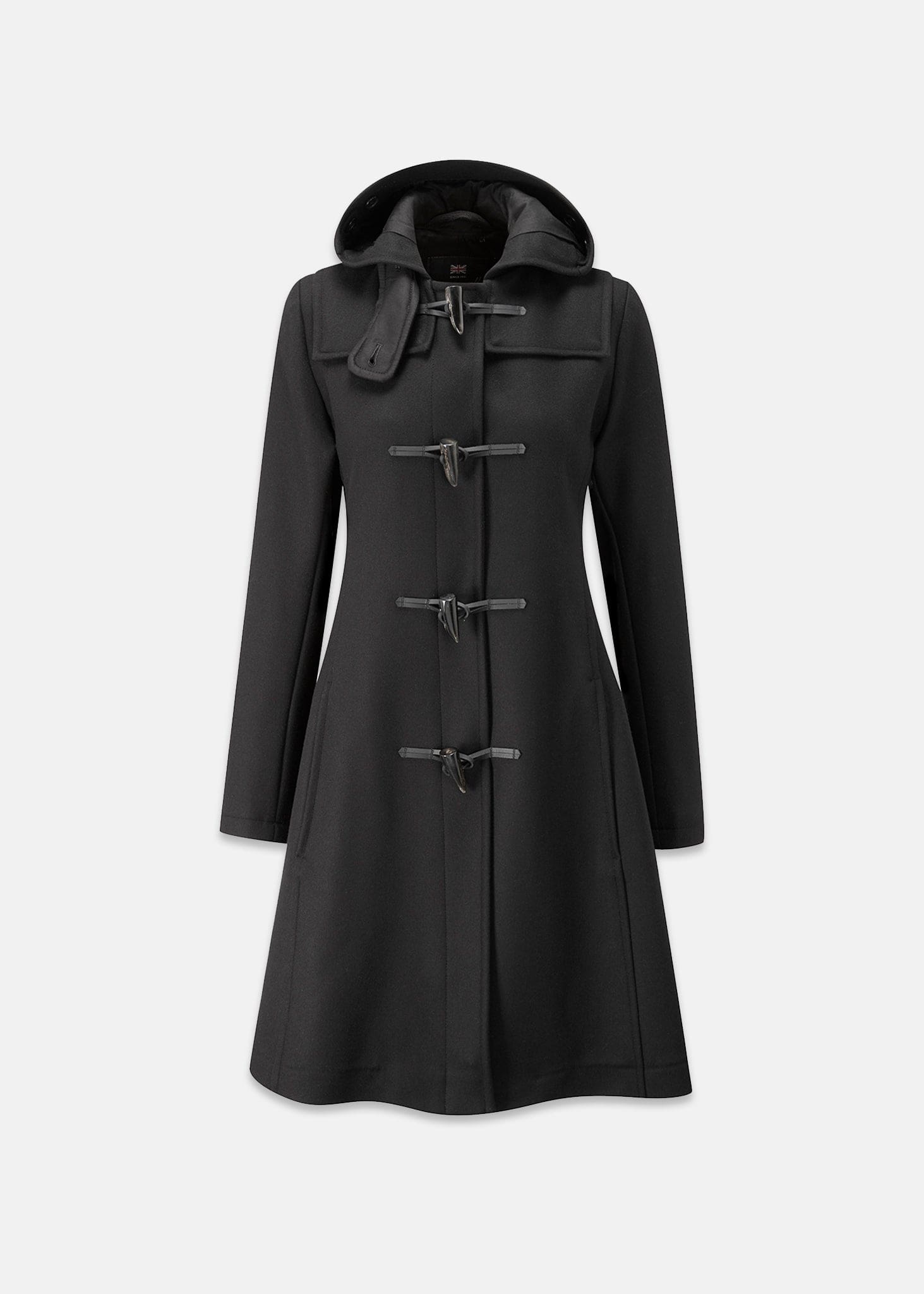 Black wool swing fashion coat womens