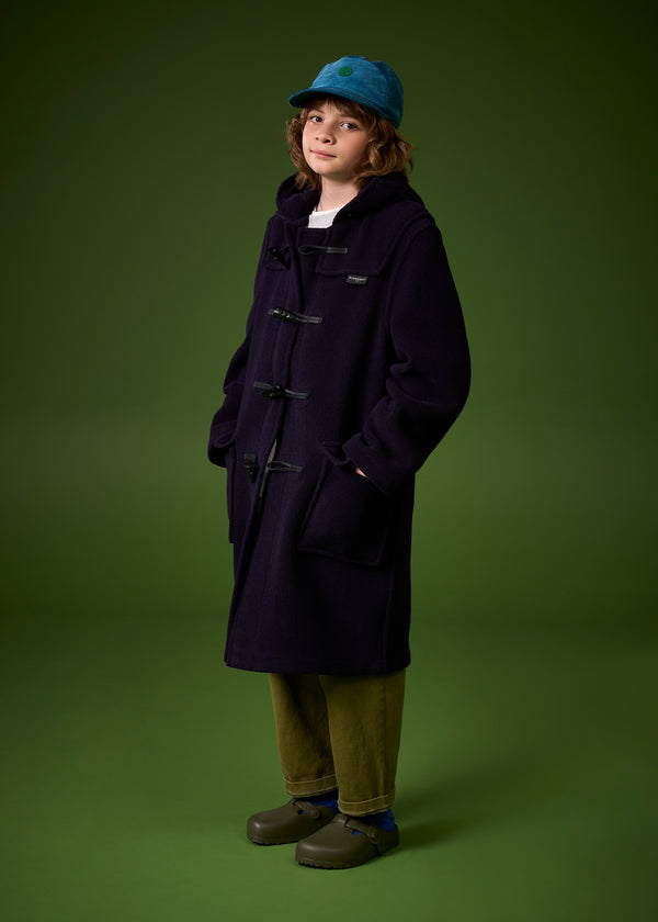 Children's Herringbone Wool Duffle Coat Navy