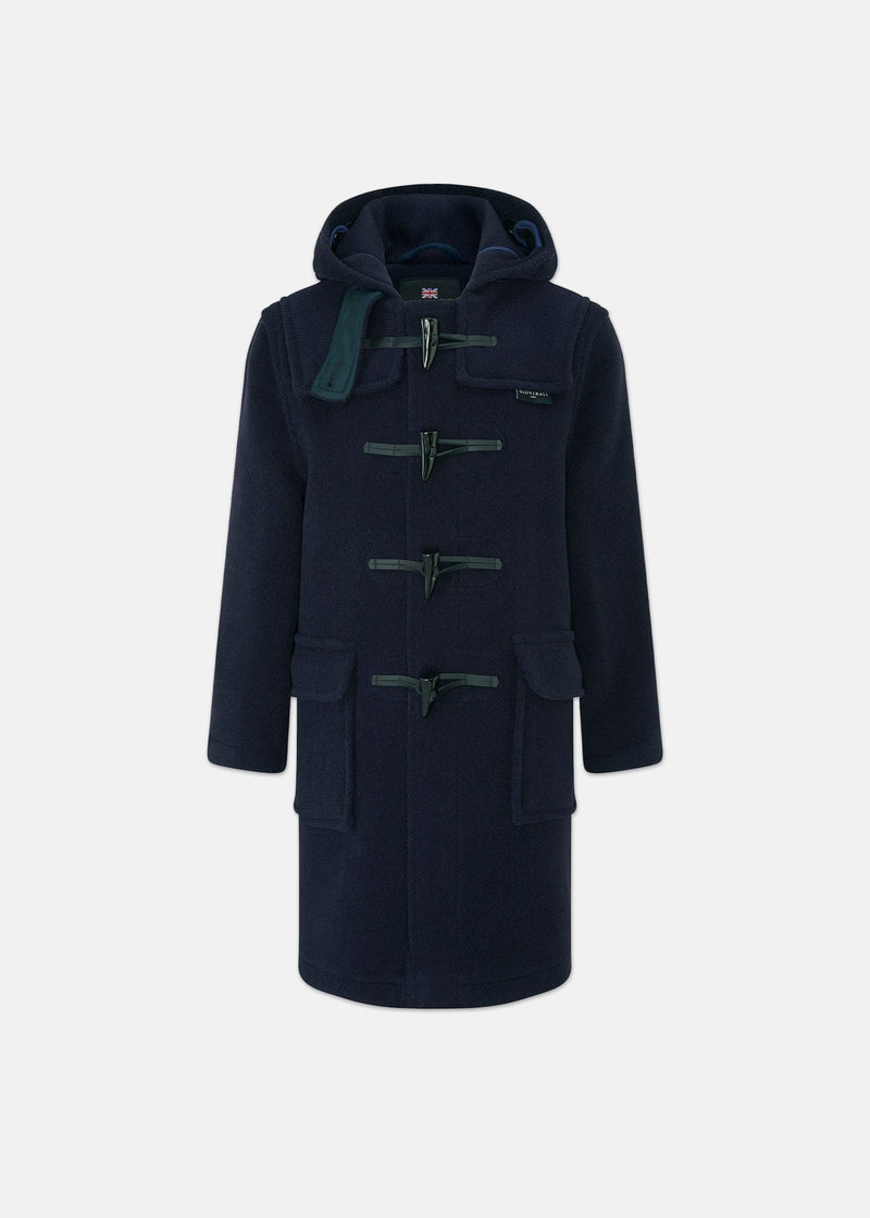 Children's Herringbone Wool Duffle Coat Navy
