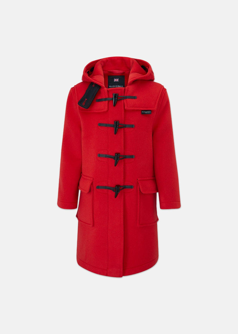 Kids Melton Wool Duffle Coat Red