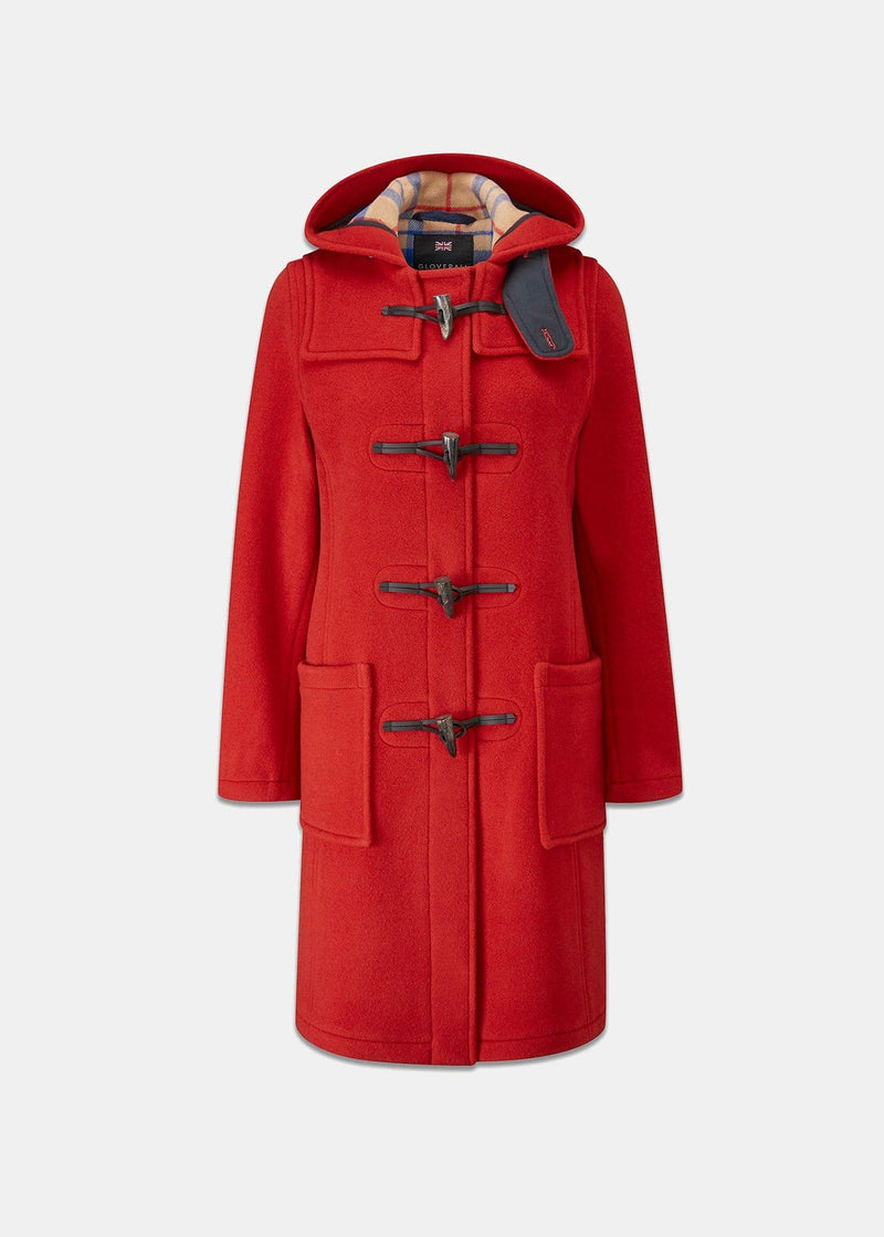 Women's Long Slim Fit Duffle Coat Red Thomson