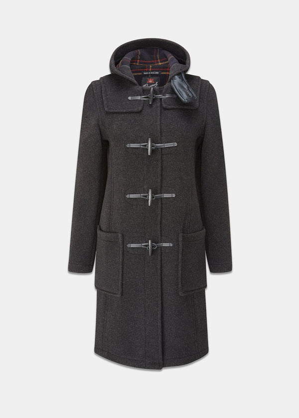 Long Panelled Duffle Coat Charcoal
