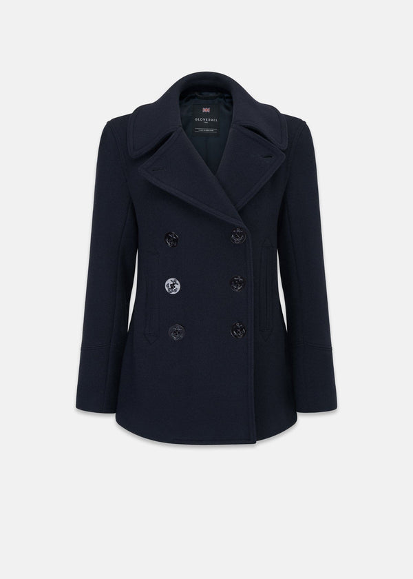 Ladies navy wool reefer jacket best sale