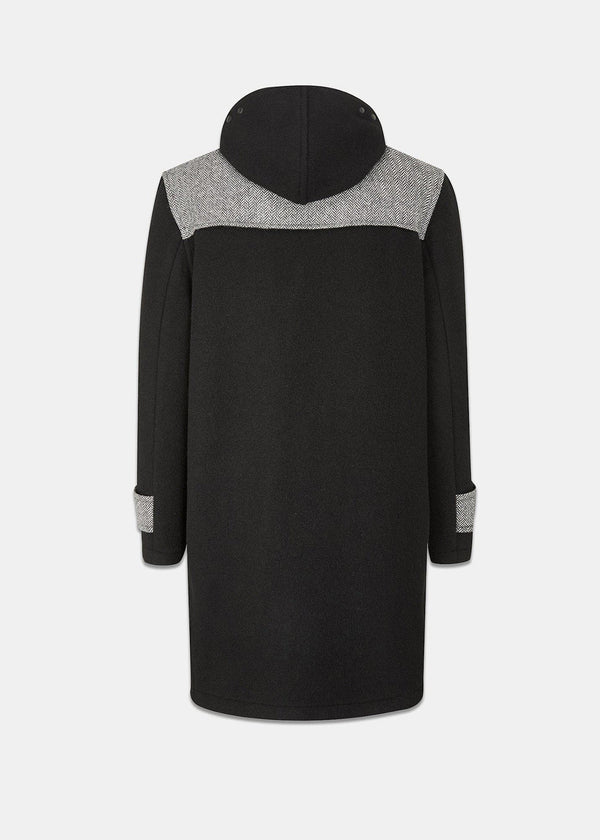 Herringbone Contrast Monty Duffle Coat Black