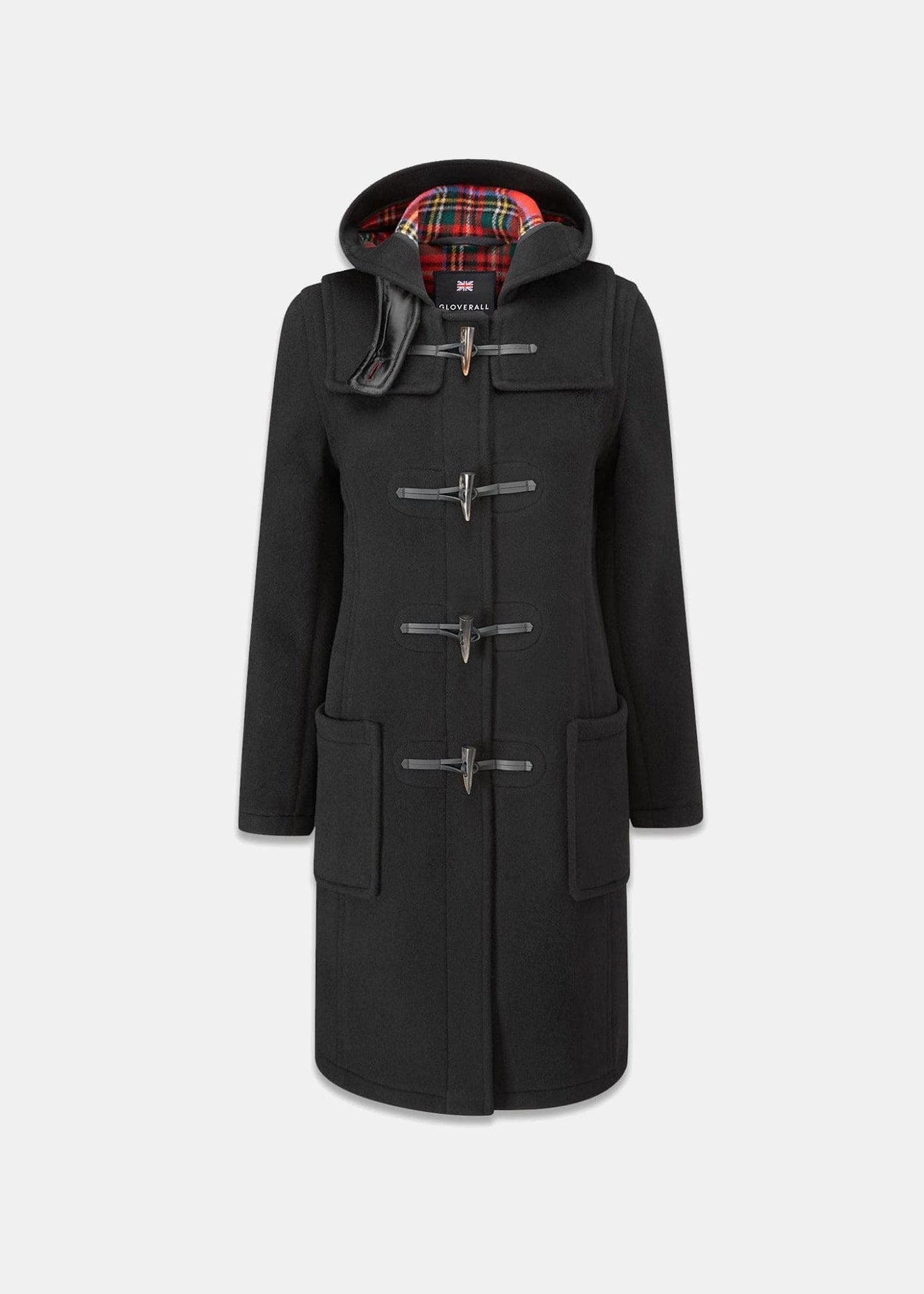 Women's Long Slim Fit Duffle Coat Black Royal Stewart – Gloverall