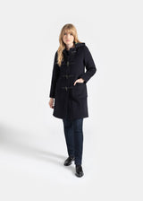 Women's Long Slim Fit Duffle Coat Navy Dress Gordon