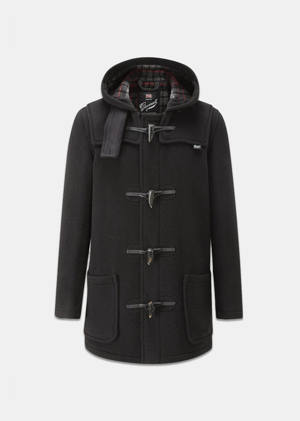 Gloverall Classic Mid Length Duffle Coat Checked Black