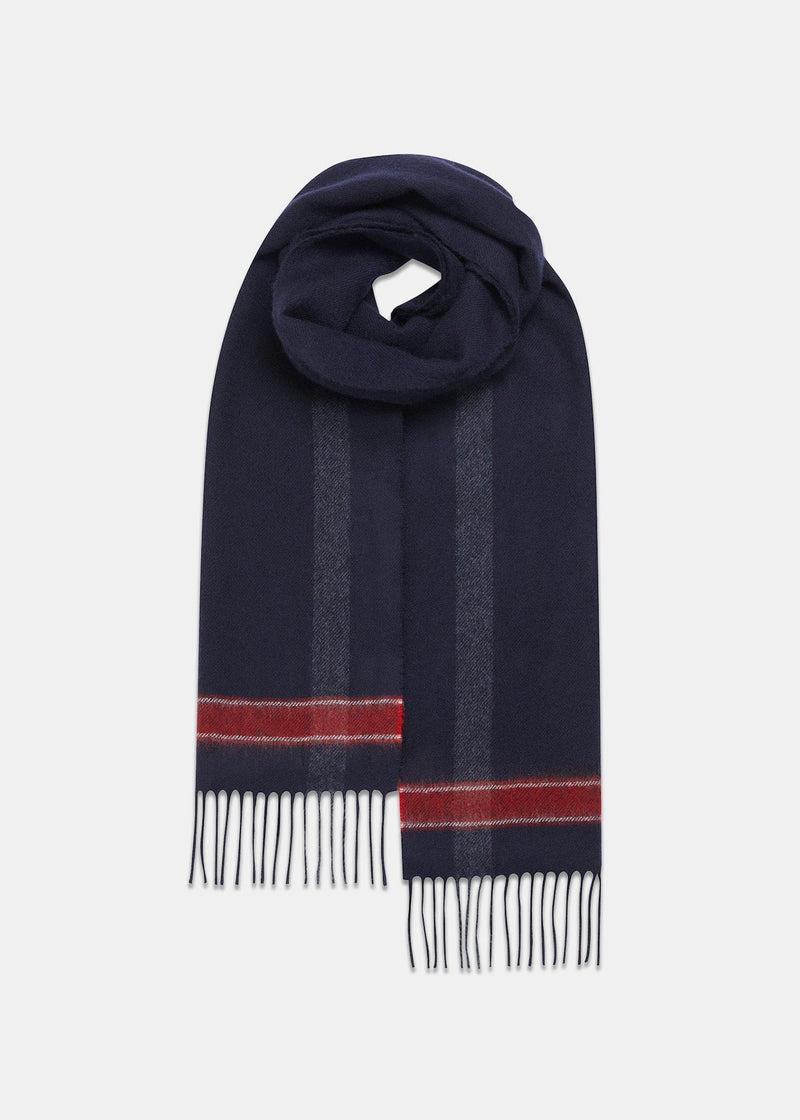 Oversized Lambswool Scarf Navy/Red