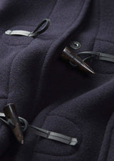 Women's Long Slim Fit Duffle Coat Navy Black Watch
